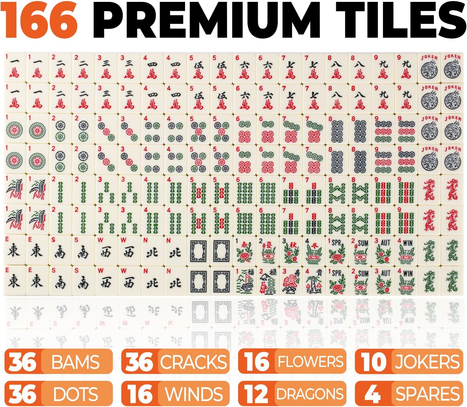 MUTEX American Mahjong Game Set, 166 Premium Mahjong Tile Set with Traveler Size Stylish Blue Carrying Bag, Western Mahjong Set with 4-Piece Walnut Wood Mahjong Racks/Pushers, Mahjong Ma Jong Set