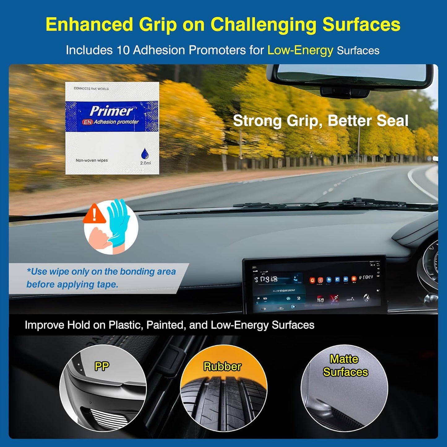 Tapsi Heavy Duty Double Sided Foam Mounting Tape – 0.4" x 36 FT Automotive-Grade Tape with Adhesion Promoters for Plastic Surfaces (0.4" x 36 ft)