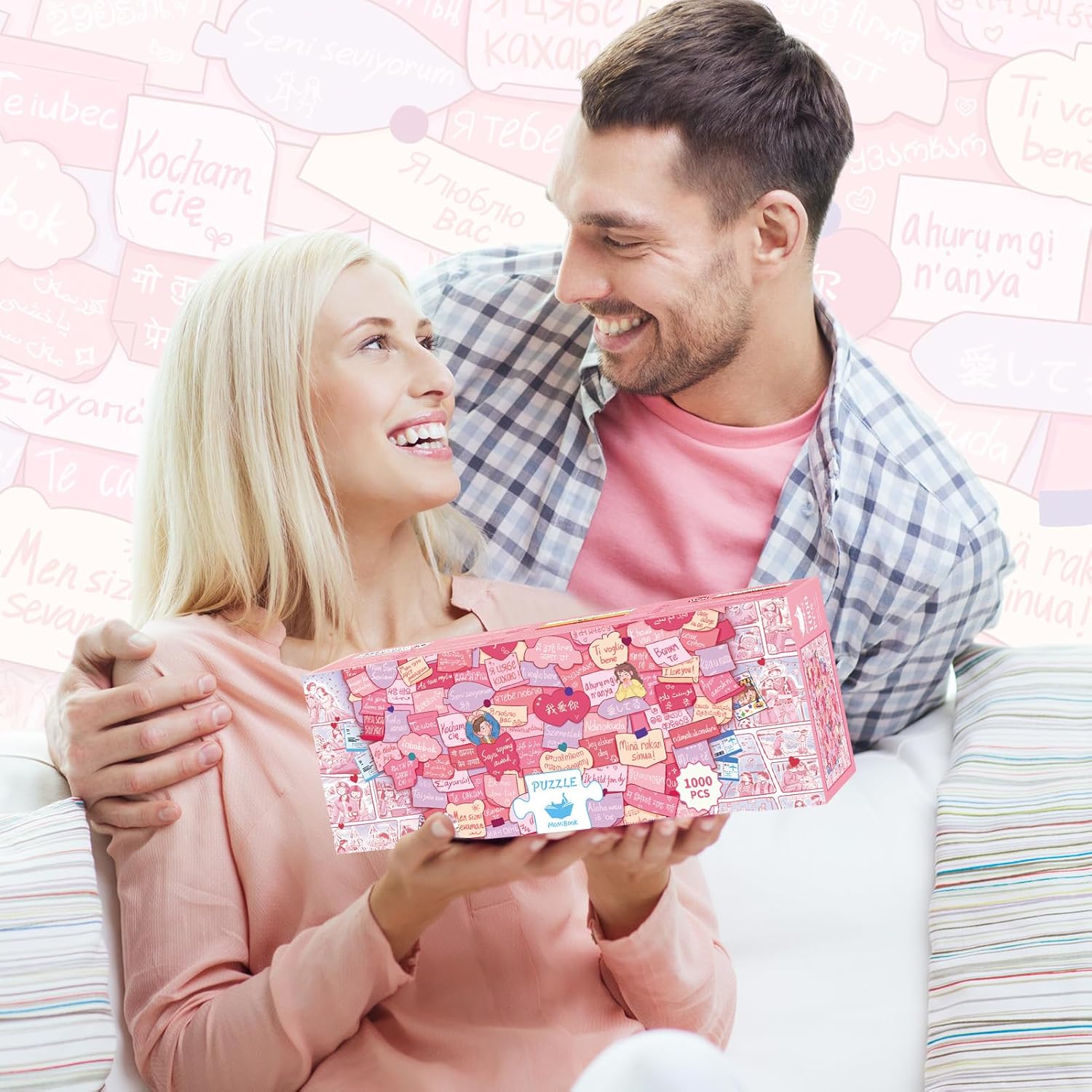 MOMIBOOK Puzzles for Adults 1000 Pieces Jigsaw Puzzles of This Little Thing Called Love, Painting Image Challenging Hard Impossible Hard Puzzle Unique Funny Christmas Valentine's Birthday Gifts