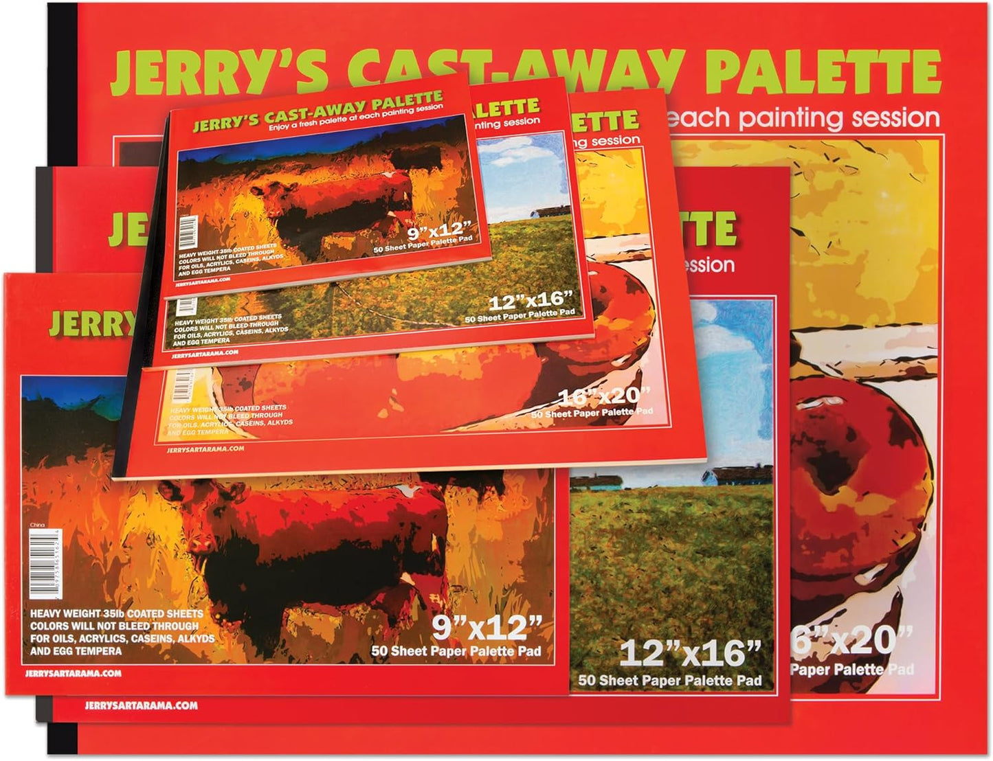 Jerry's Artarama Castaway Disposable Paper Palette Pad,12 x 16, Perfect for Painting, Students, Watercolor Paper, Heavy Coated Sheets for Acrylic and Oil Paint, (50 Sheets)