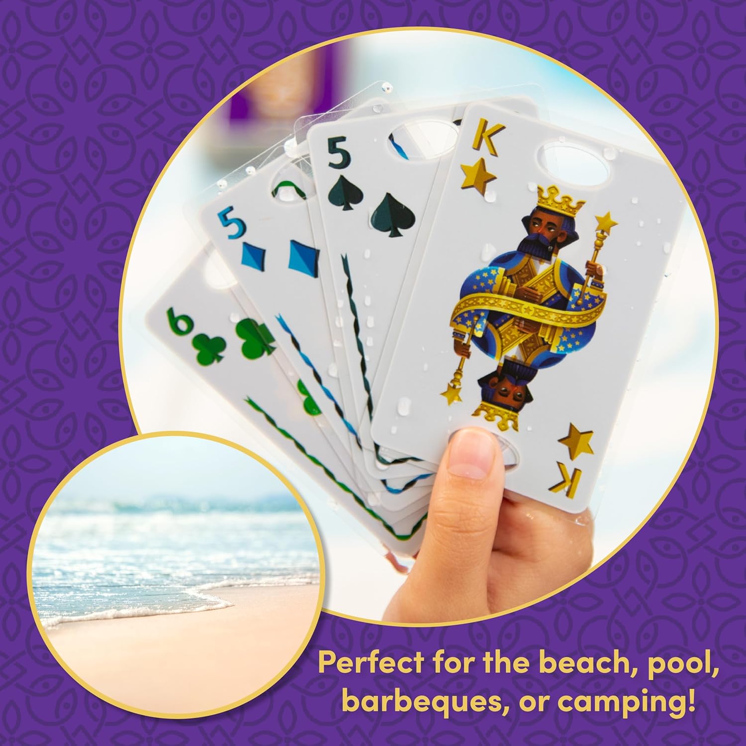 PlayMonster Five Crowns Waterproof Cards Games – Pool, Summer Toys, Pool Games, Family Game Night, The Game isn’t Over Until The Kings Go Wild!, 5 Suited Rummy Style Card Game, Ages 8+