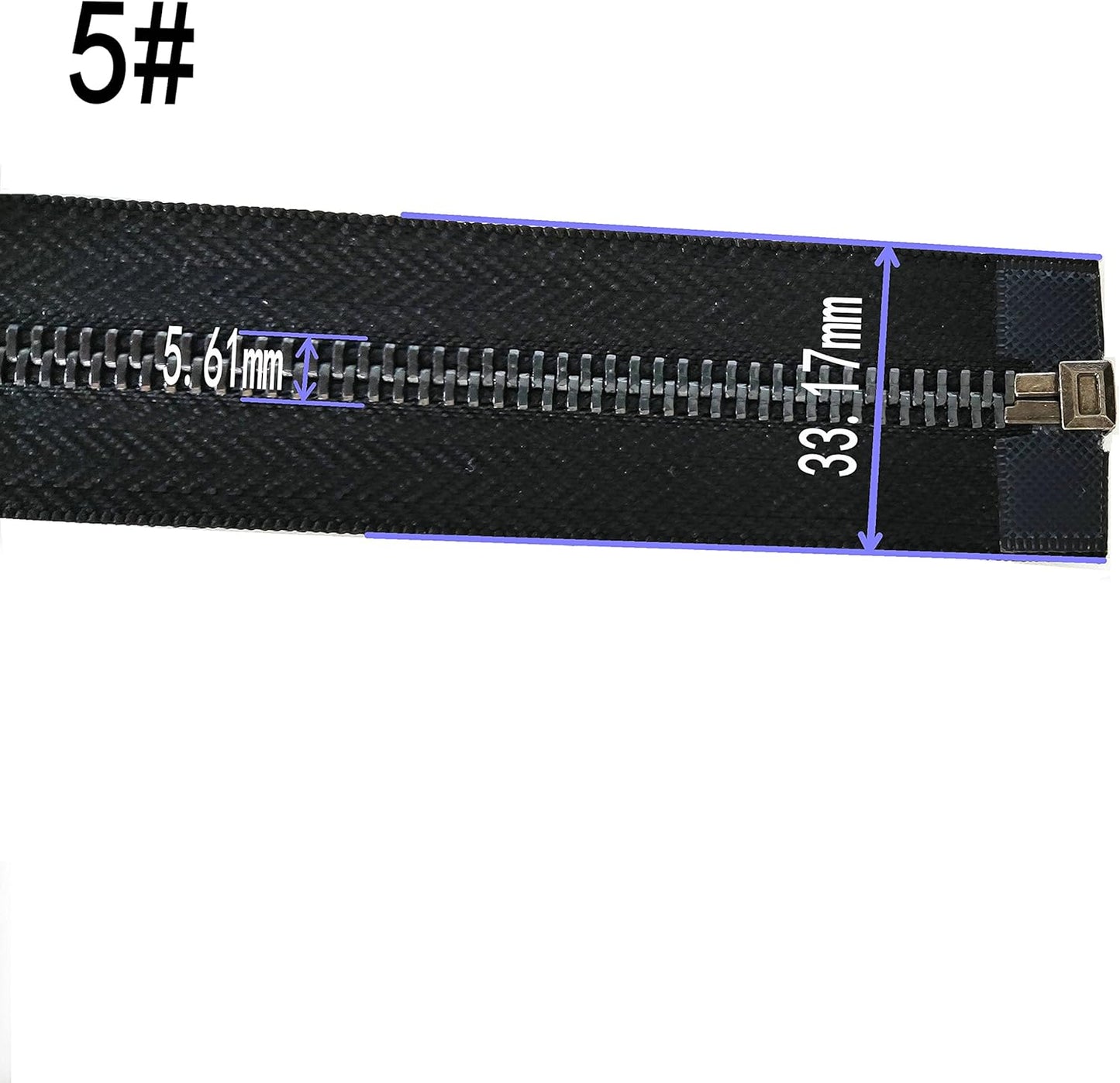 Leekayer Zipper #5 24 Inch Separating Zipper Black Nickel Metal Zipper 60 cm Zipper for Sewing Bag Crafts Jacket Zipper Repair Coats Bulk 2pcs