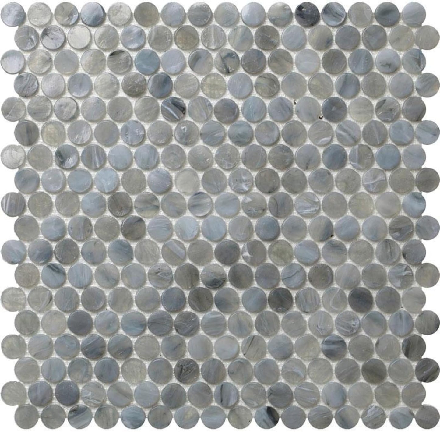 Mixed Gray Penny Round Mosaic Glass Tile – Sample Swatch- 4"x5" - Luxurious Design for Bathroom Walls, Kitchen Backsplash, Shower Walls - Elegant Wall Decor - NOT Peel and Stick Tile