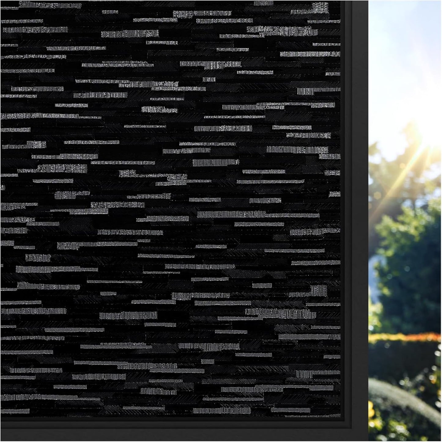 rabbitgoo Blackout Window Film, Sun Blocking Privacy Film for Room Darkening, Removable Black Out Vinyl Cover Tint for Home Day Sleep, Anti-UV Frosted Glass Clings, Black, 35.4 x 78.7 Inches