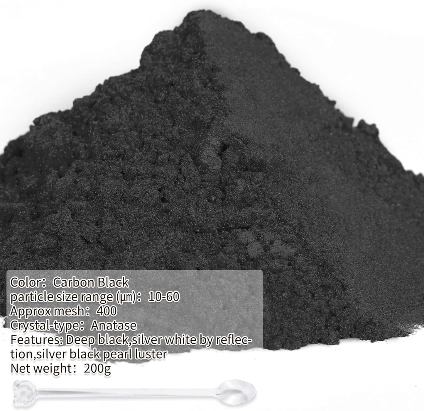 Mica Powder,7.05OZ（200g）,Carbon Black Mica Powder Pigment for Epoxy Resin，Lip Gloss，Car Paint，Dye，Soap Making，Nail Polish,Epoxy Resin,Candle Making,Bath Bombs