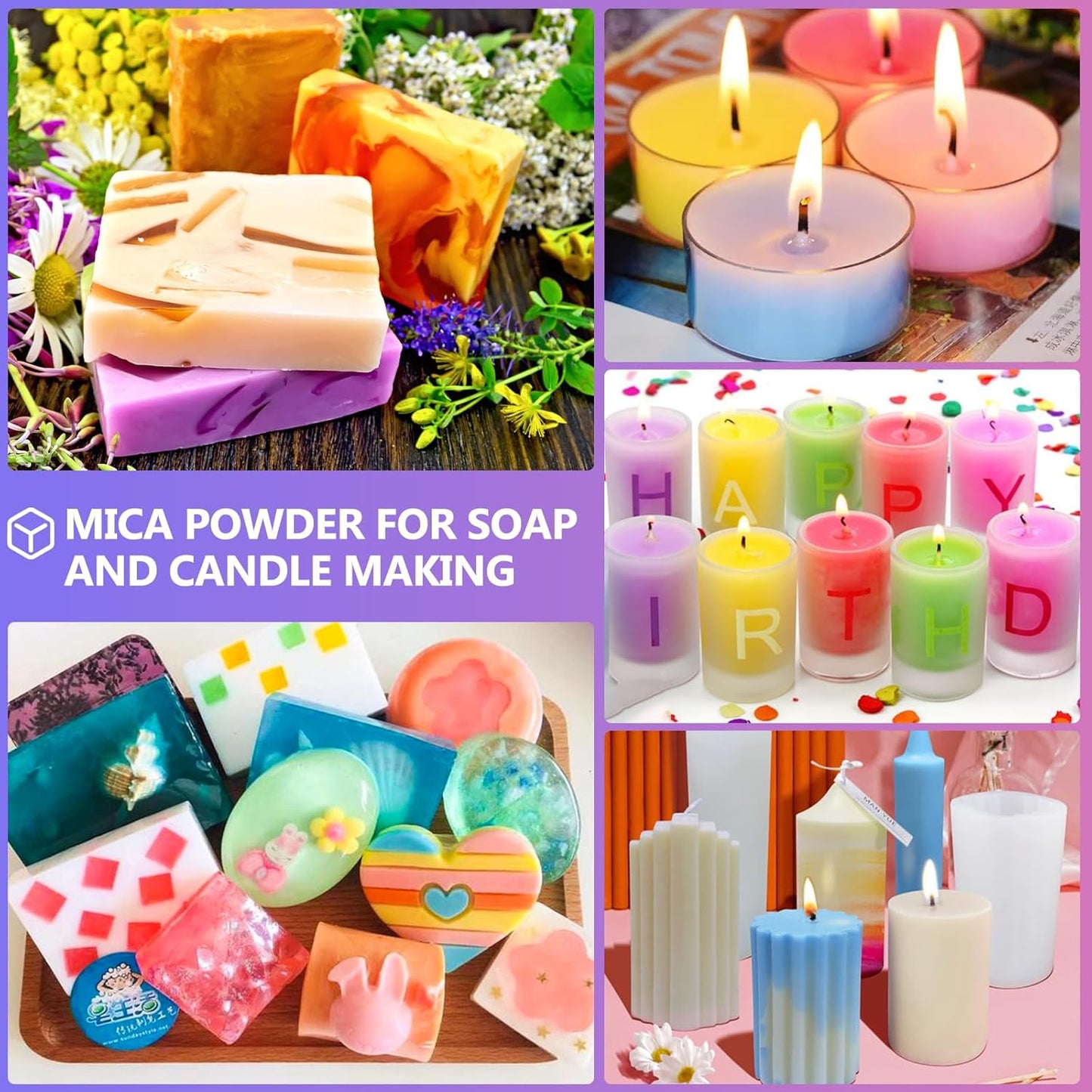 CHANGTIKEJI Mica Powder - 144 Colors - 10g/Bottle of Natural Pigment for Epoxy Resin，Eye Shadow,Car Freshies,Soap Making,Nail Polish,Candle Making,Bath Bombs