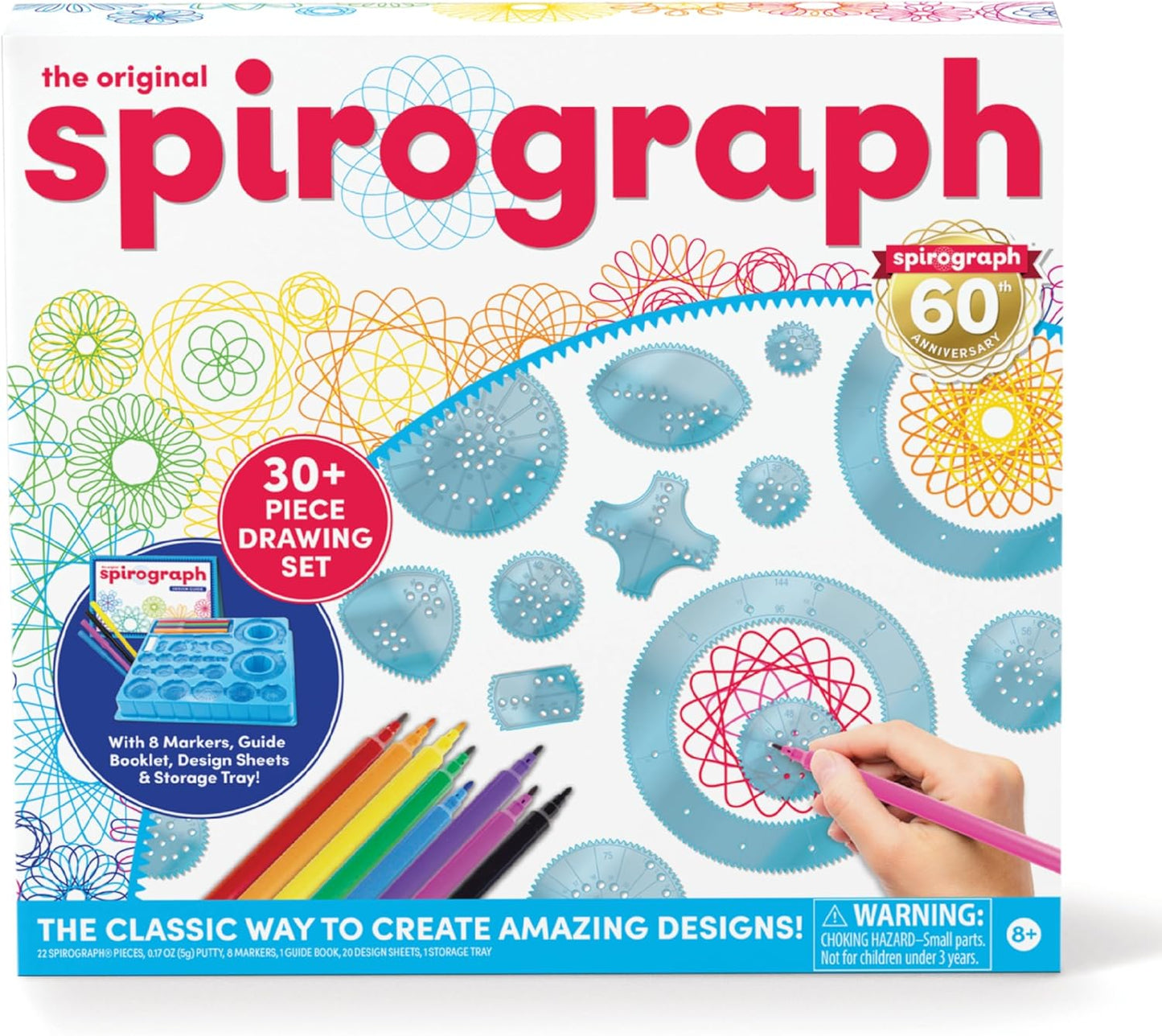 Spirograph with Markers, Arts and Crafts, Kids Toys, Art Supplies, Craft Supplies, Drawing Kit, Spiral Art, Classic Gear Design Kit, Markers, Design Sheet Included, Ages 8+