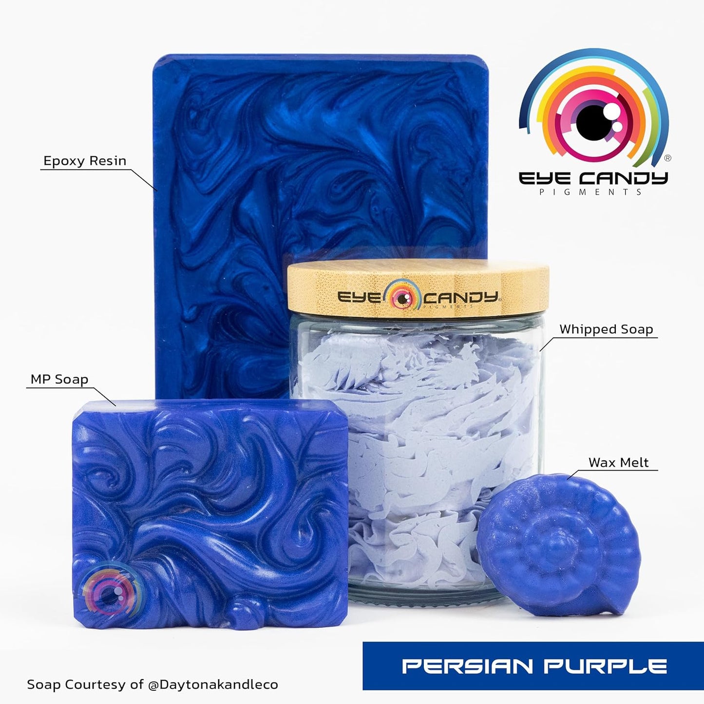 Eye Candy Pigments Premium Purple Mica Powder - Persian Purple (50gr) - for Epoxy, Resin, Soap, Paint, Woodworking, Acrylic Pouring, Bath Bombs, Fishing Lures - DIY Arts and Crafts Additive