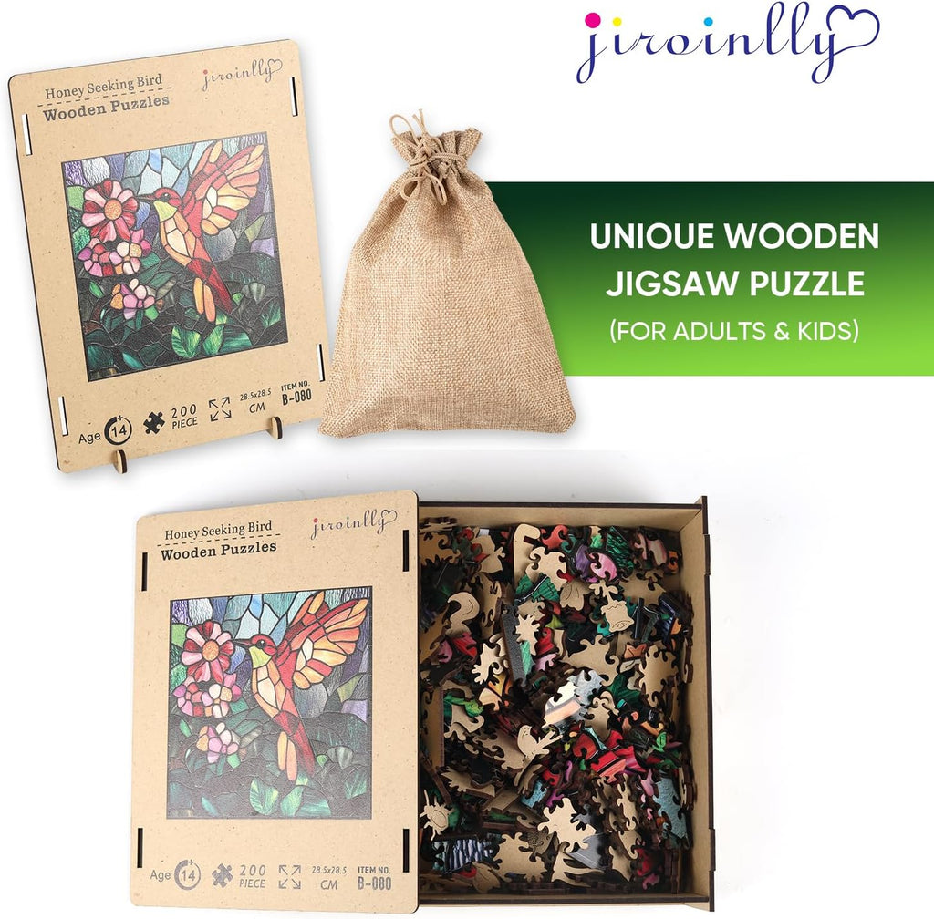 Wooden Jigsaw Puzzles -Bird Wooden Puzzles for Adults, 500 Pcs King Size 15.9'' x 15.9'', Luxurious Shaped Wood Puzzle, Beautiful Package, Best Gift for Adults and Kids, Family Game