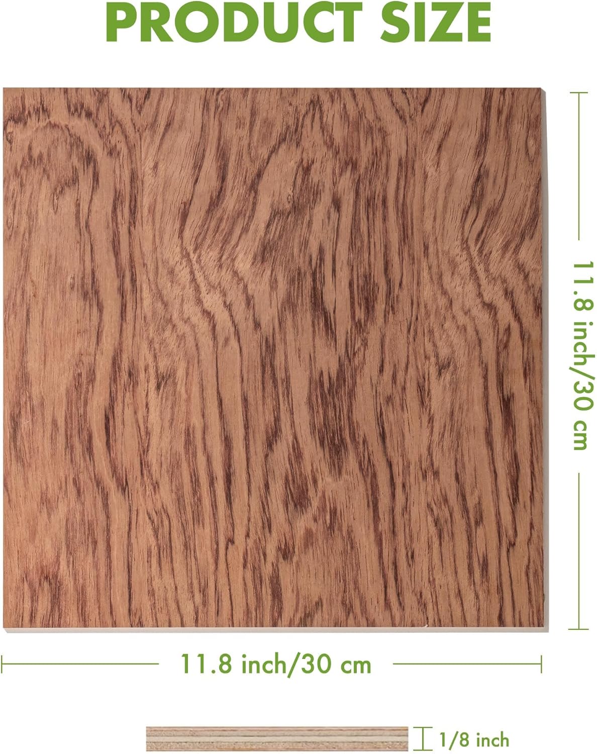 ROBOTIME 3mm Plywood for Laser Cutting, 6 Pcs Bubinga 1/8 Plywood Sheets, Crafting Wood for DIY Projects, Thin Bubinga Wood Sheets Laser Engraving Material, 12" x12“