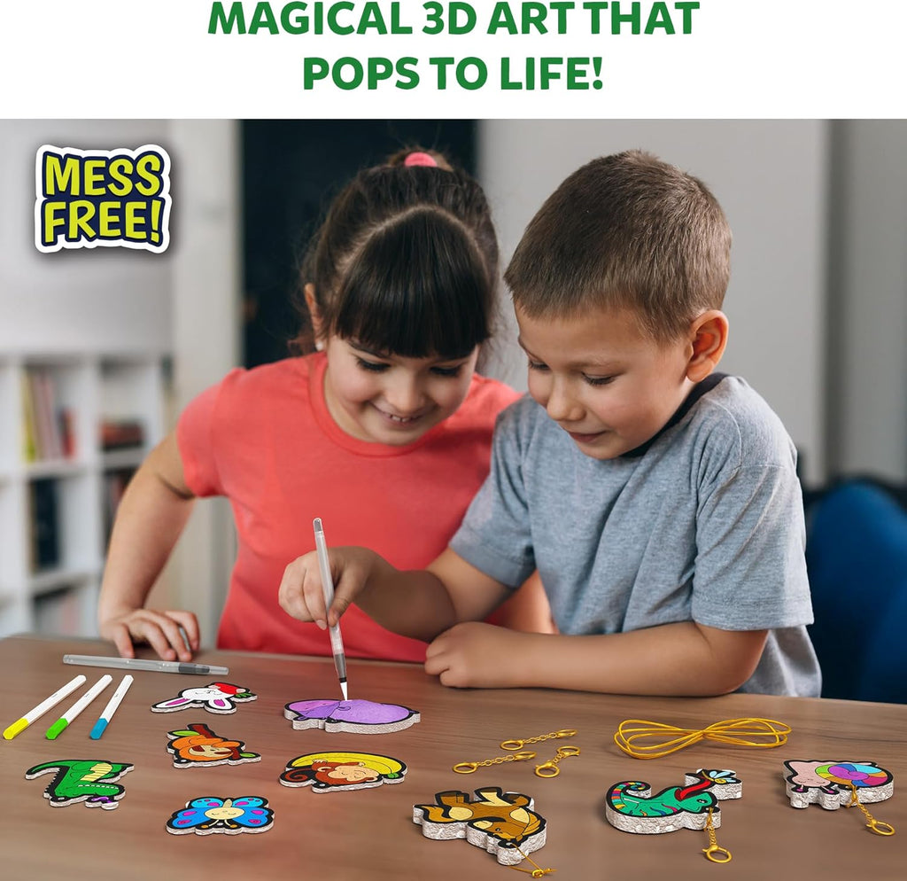 Skillmatics 3D Art Kit - Aqua Puffs Animals, Mess-Free Paint by Number Craft for Kids, DIY Color & Inflate Activity, Travel & Creative Gift for Girls & Boys Ages 4, 5, 6, 7, 8, 9, 10