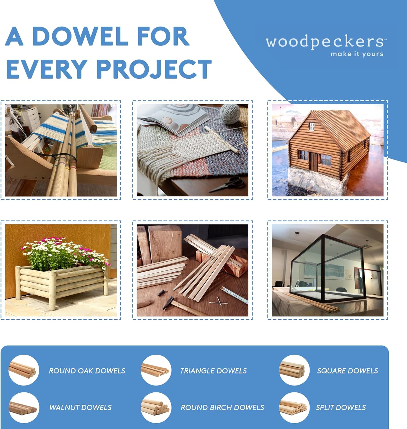 Dowel Rods Wood Sticks Wooden Dowel Rods 1/2 x 24 Inch Unfinished Hardwood Sticks for Crafts and DIYers 250 Pieces by Woodpeckers