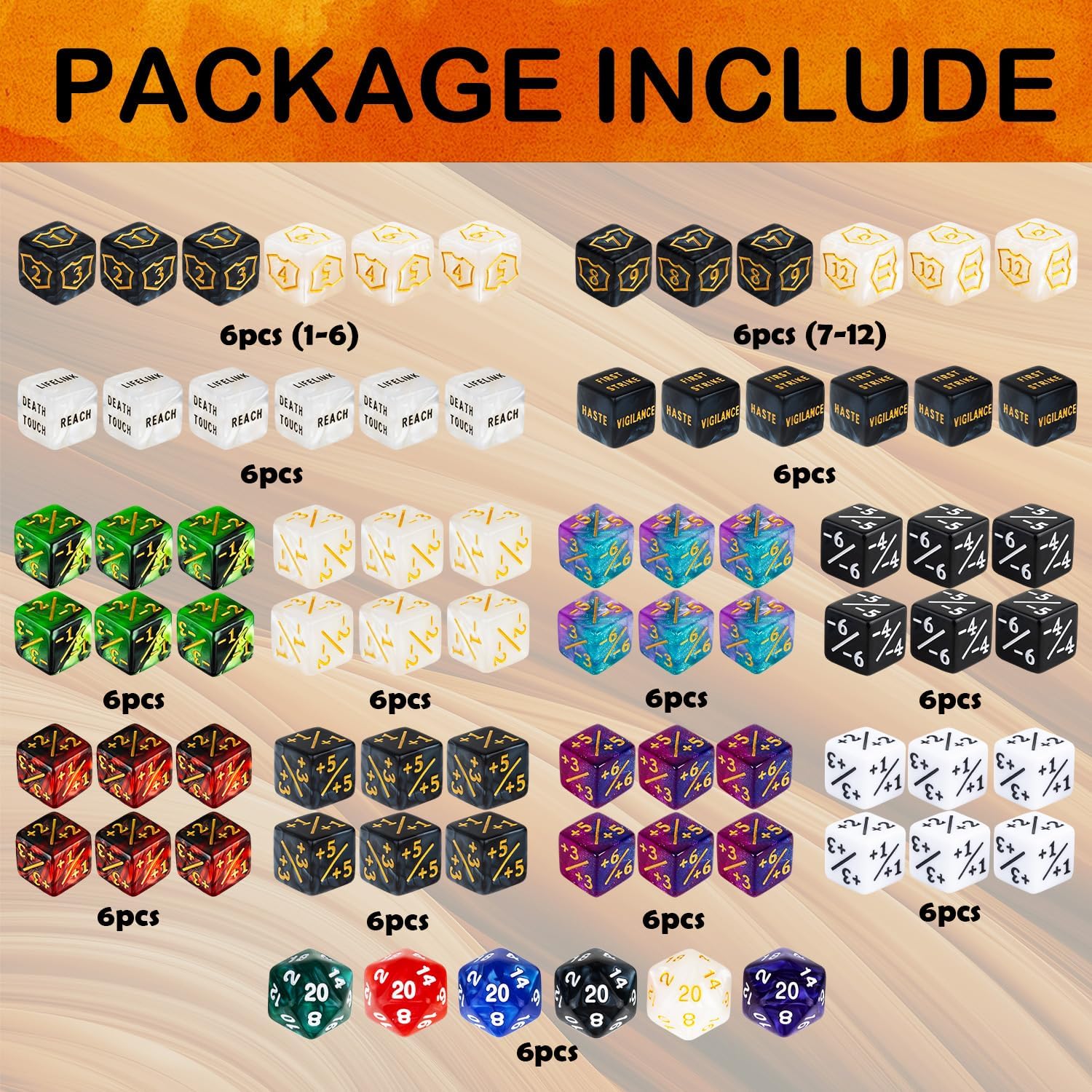 78 Pieces MTG Dice Counters Bulk Life Keyword Counter Dice Set Plus 1/+1 Buff Ability Tokens for MTG, TCG, Cards Gaming Accessories