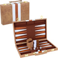 Backgammon Set 2 Players Classic Backgammon Sets for Adults Board Game with PU Leather Case Portable and Travel Backgammon Set (Retro Brown, 15inch)