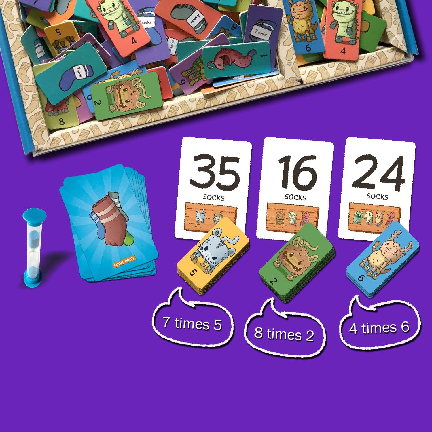 Monster Sock Factory Multiplication and Division Game - Fun Math Board Game for 6-10 Year Olds, Easy to Play STEM Toy for Kids at Home, Learning Gift for Girls & Boys, Grade 1 and Up