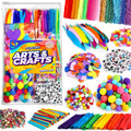 FUNZBO 2000Pcs+ Arts & Crafts Supplies Kits for Kids, DIY Craft Supplies for Toddlers Art Supply Tools Set Include Pipe Cleaners,Pom Poms and Feather, Crafts Birthday Gifts for Kid Girls Ages 4-8-12