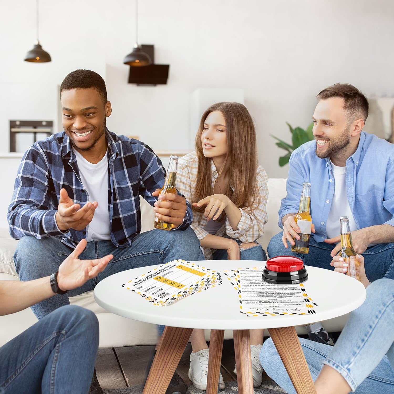 Office Party Friendly Feud Game with 2 Answer Buzzers, Team Building Feud Cards for Family Game Night Fun Trivia Quiz for Work Staff Coworkers Groups