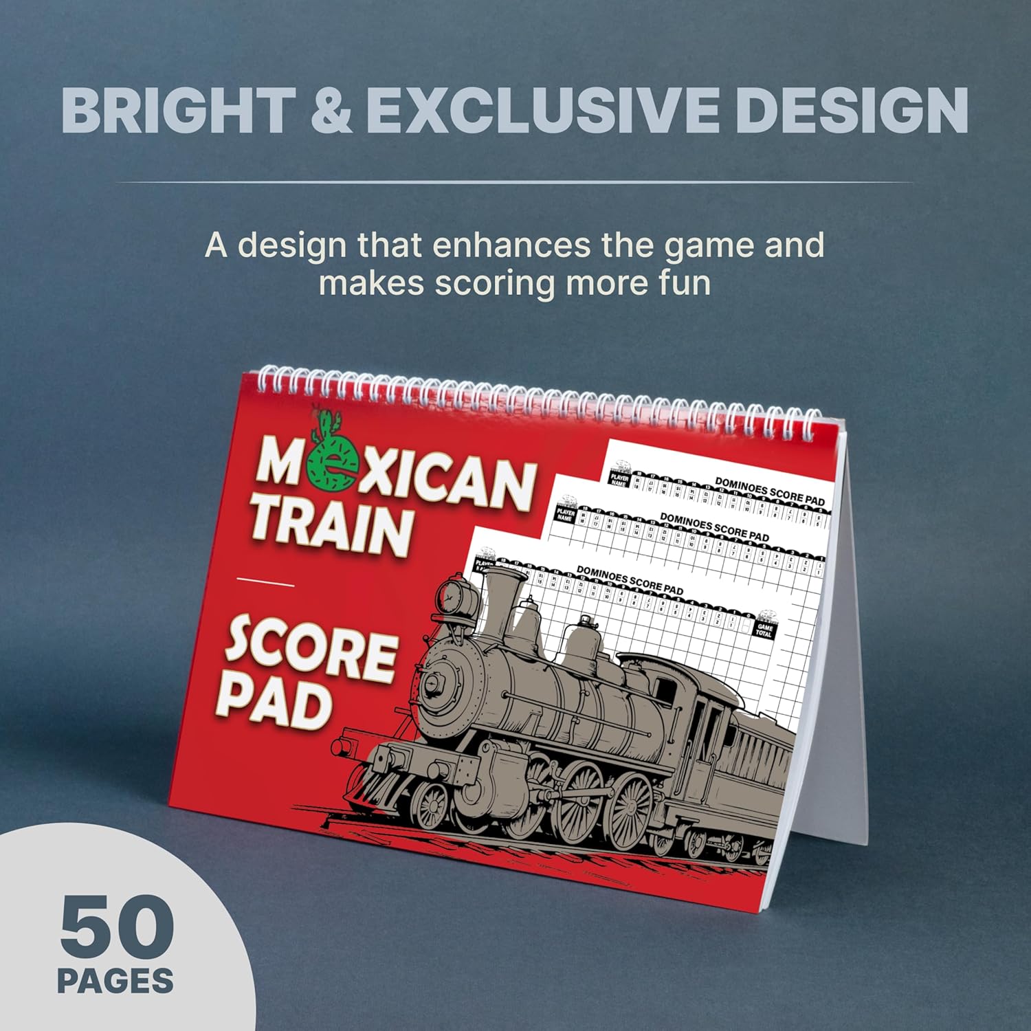 Queensell Dominoes Double 12 with 4 Holders + Wooden Hub + Score Pad + Metal Trains