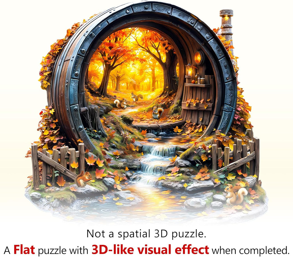 Wooden Puzzles for Adults, Barrel of Autumn Puzzles, Wood Adult Puzzle, Birthday Gifts for Puzzle Lover (L-13.4 * 13.4 in 275pcs)