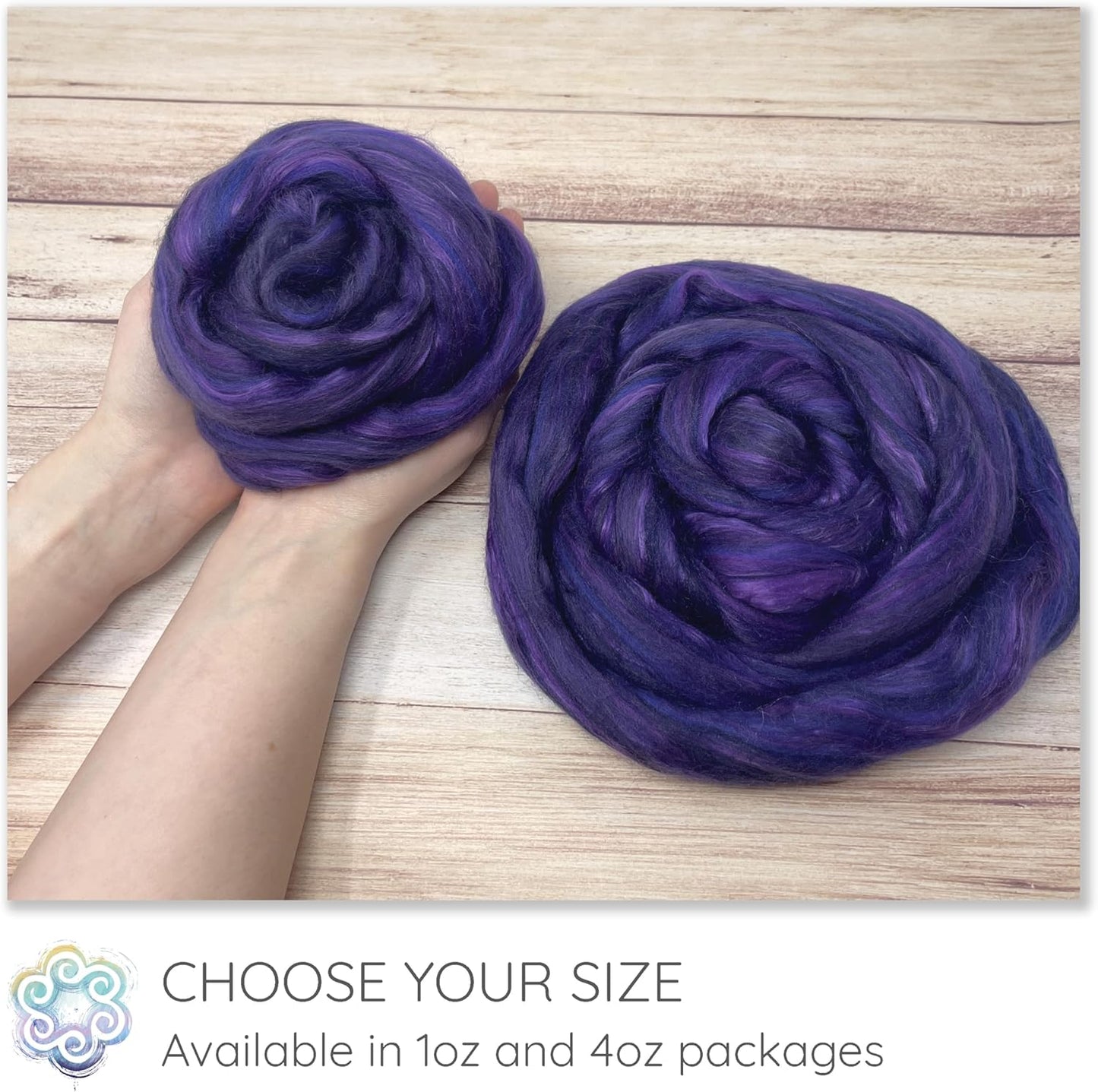 Merino Silk Luxe Tonal Designer Blend. Superfine Merino, Mulberry, Tussah Silk. Top Roving for Spinning or Felting. Twilight 1oz