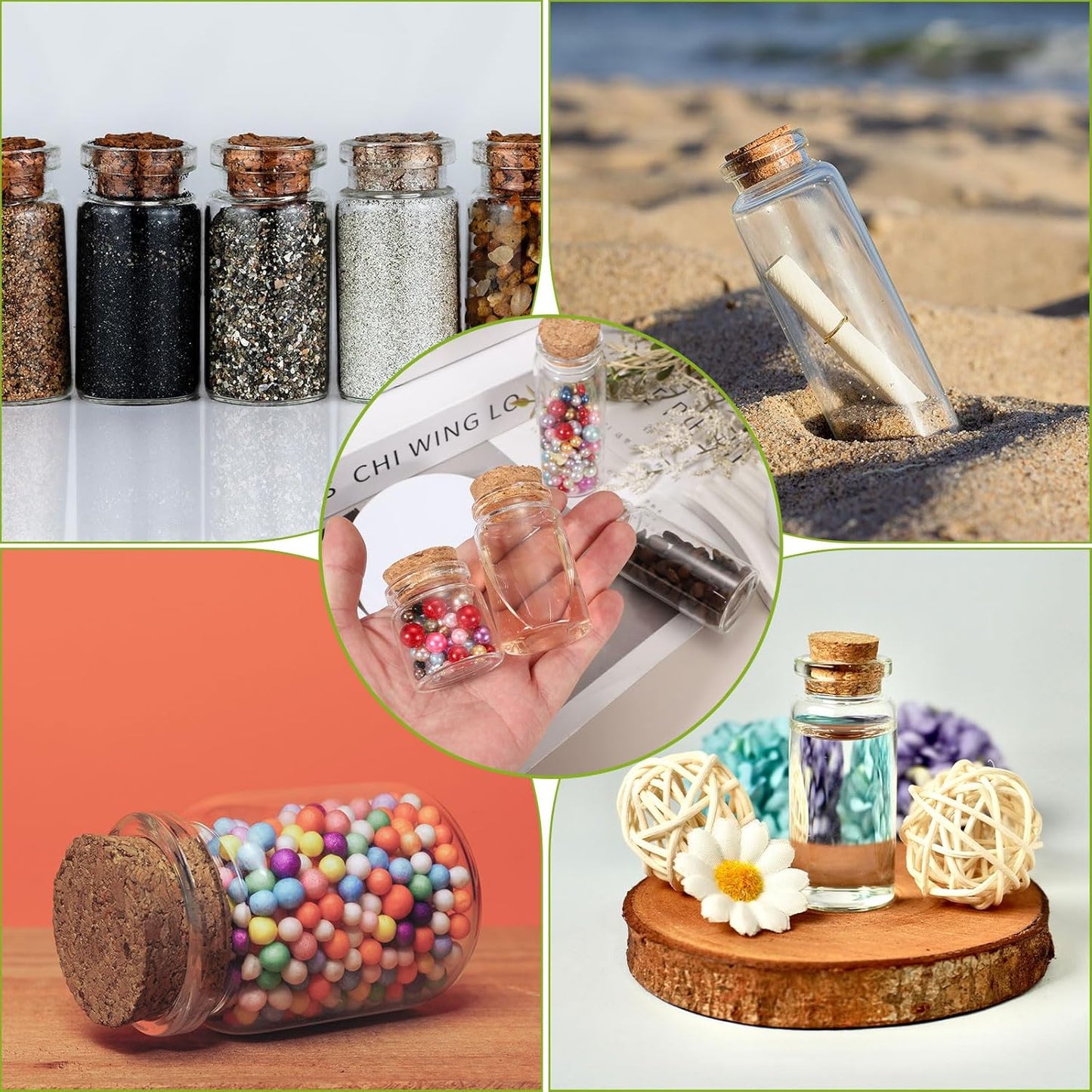 uxcell 6Pcs Mini Glass Bottles with Cork Stoppers, 30ml Small Clear Bottles Glass Empty Jars Vials for DIY Crafts Party Wedding Decor Favors