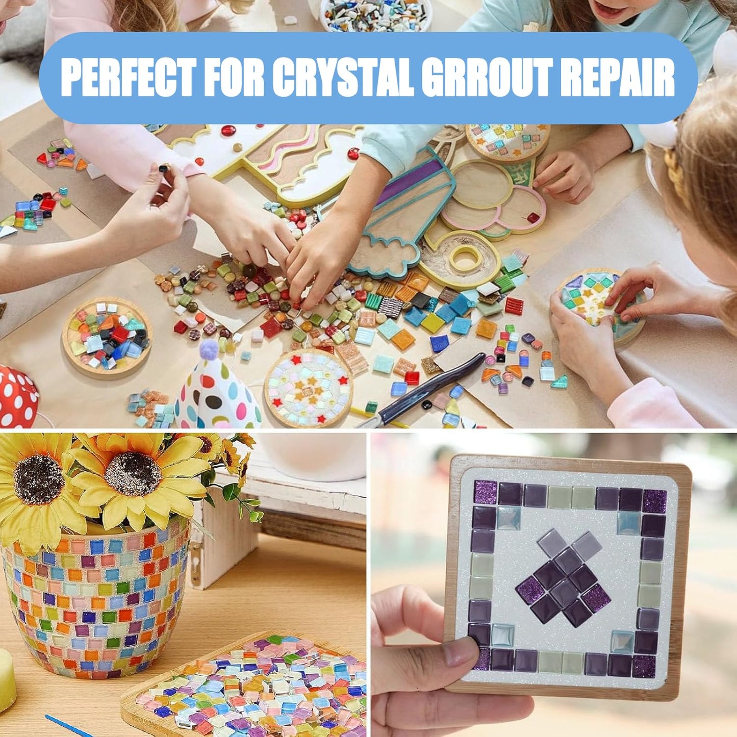 Mosaic Crystal Grout – Ultimate Grouting Solution & DIY Craft Essential for Mosaic Tile Projects, Handmade Art, & Home Decor (17.6oz)