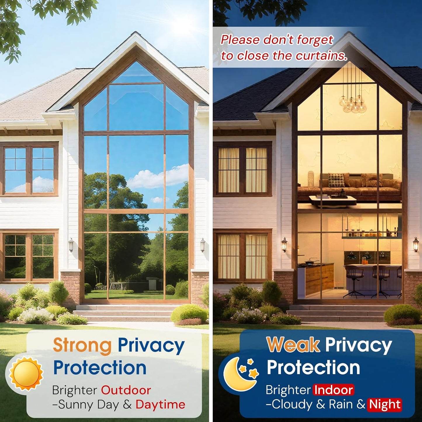 Homein One Way Privacy Window Film with Tool Window Tint for Home See Out Not in Heat Control Sun Blocking Mirror Reflective Anti UV Covering Static Cling No Glue Sliver 35.4 x 157.4 inch