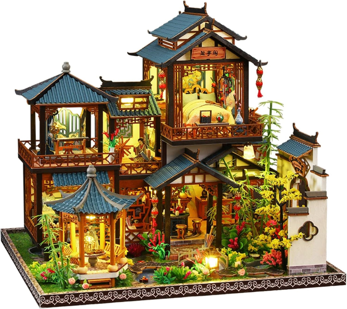 Miniature House Kit, Miniature Ki, Dollhouse Kit for Adults Teen, Mini House Building Kit for Birthday, Elegant Lanting