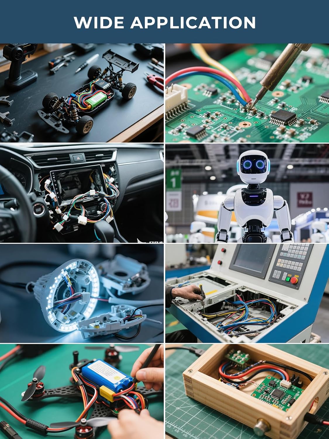 18 AWG Silicone Wire Kit 50FT, 18 Gauge Stranded Tinned Copper Wire Spool, 5 Colors 10FT Each,Flexible Electrical Wire for DIY, Automotive, LED, Arduino, Battery Projects