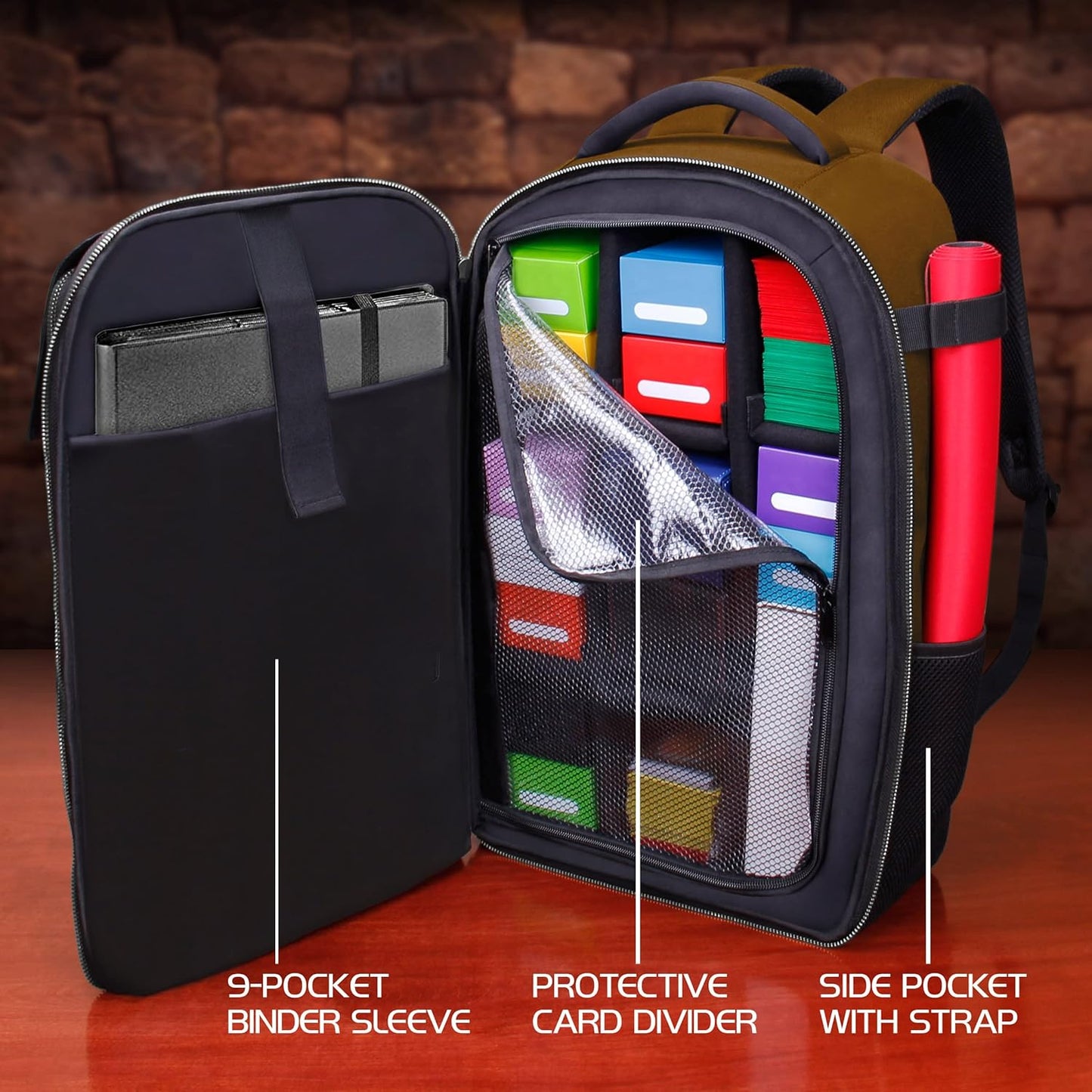 ENHANCE MTG Backpack TCG Card Storage - TCG Backpack for Deck Boxes, Sleeved Cards, Playmats, MTG Accessories