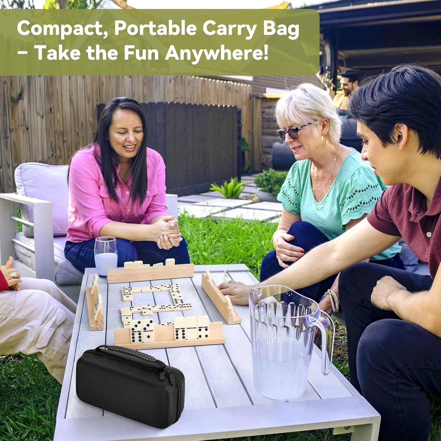 BATURU Double 6 Dominos Set for Adults with 28 Tiles, Durable Dominoes Game Set with 4 Racks and Carry Case, Fun Dominos for Kids, Family Games Night, Travel Games