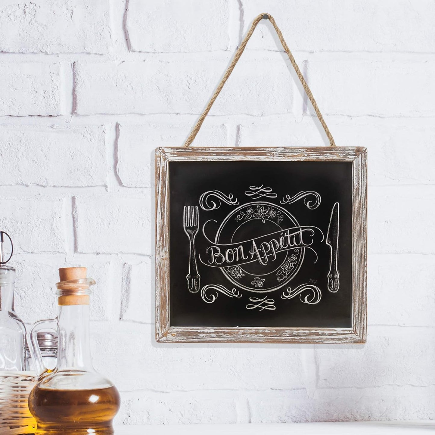 Barnyard Designs Magnetic Hanging Chalkboard Sign – Rustic Decorative Display Presentation Board for Office, School Supplies, Kitchen, Restaurant, Weddings and More, 11” x 10” (3 Pack)