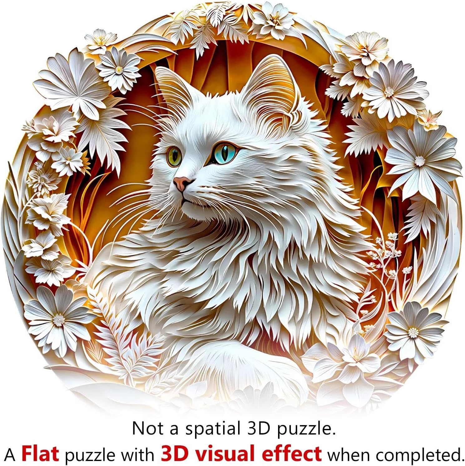 Wooden Puzzles Adults, 3D Cute Cat Wooden Puzzles 100 Pieces, Unique Animal Shaped Wood Challenging Jigsaw Puzzles Gifts for Adults, 8.5x8.5in