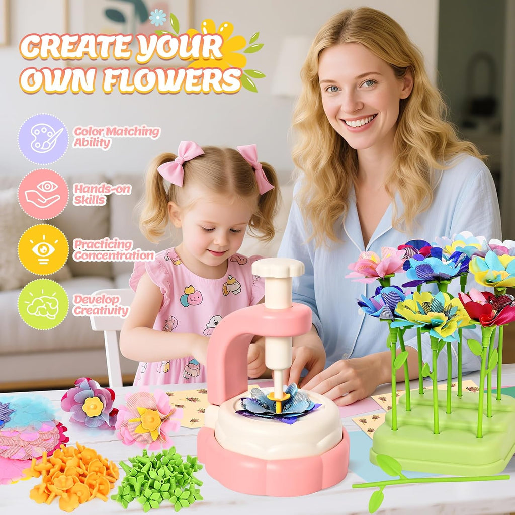Fabric Flower Bouquets Toys - Arts & Crafts for Kids,Educational Toys for 4 5 6+ Year Old Girls,DIY Toddler Craft Kits for Girls Ages 4-6,Build Your Flower Bouquet, Ideas Birthday Gifts for Girl