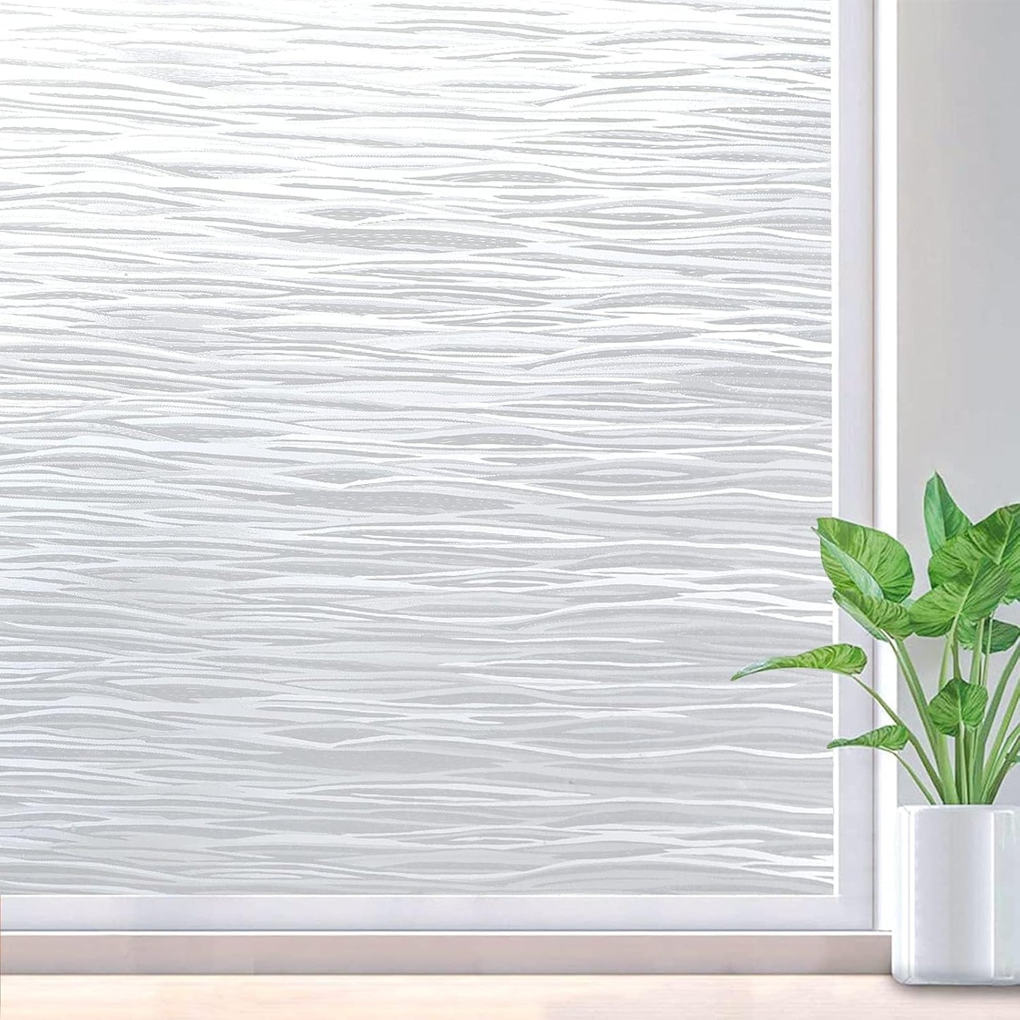 rabbitgoo Window Privacy Film Frosted Glass Film Removable Vinyl Door Coverings UV Blocking Decorative Static Cling Non-Adhesive Window Clings Sticker for Home Decor, 35.4 x 118.1 Inches