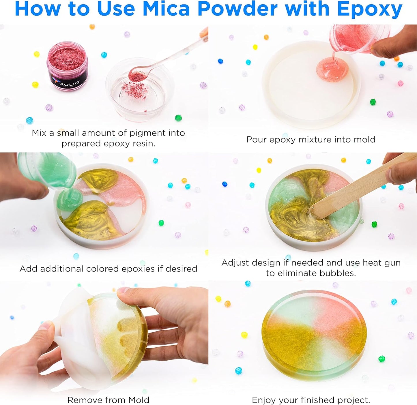 Rolio Premium Mica Powder - Bleu Du France (50G / 1.76oz) - 1 Jar of Blue Pigment Powder for Epoxy Resin, Dye, Soap Making, Nail Polish, Paint, Candle Making, Bath Bombs, Slime