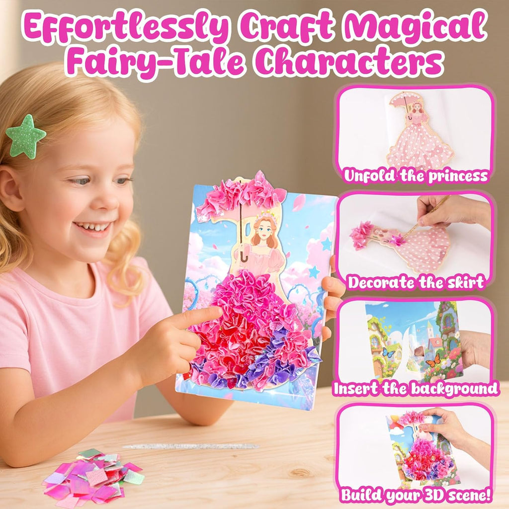 3 otters Poke in Art, Magical Princesses Party Favors Pretty Princess Game for DIY Crafts Birthday Gifts Classroom Prizes for Girls