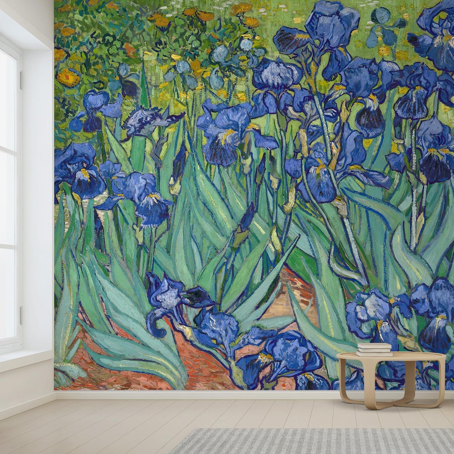 wall26 Wall Sticker/Wall Mural Irises by Vincent Van Gogh Dutch Impressionism, Not Peel and Stick, Non-Woven Wallpaper Decorative for Bedroom, Living Room, Office - 108x120 inches