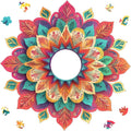Wooden Puzzles for Adults 500 Pieces, Hollow Mandala Jigsaw Puzzles, Unique Design Color Challenge Adult Puzzles for Family Game Gift, Home Decor, 17.6x16.7 inch