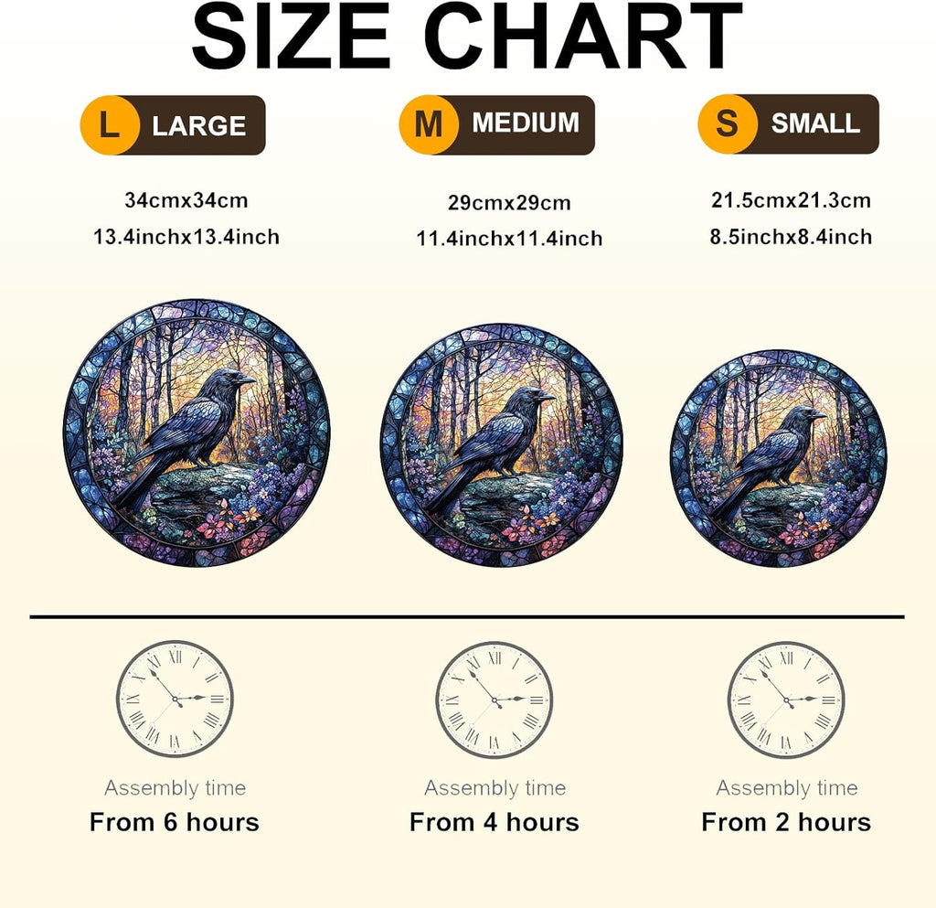 Wooden Puzzles for Adults, Wooden Jigsaw Puzzles, Exquisite Raven Puzzle, Gifts for Family or Friends for Any Holiday.（8.5 * 8.5 in 100pcs）