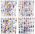 4Pcs PET Girl Sticker Books, Pre-Cut Fashion Designs for Scrapbooking, DIY Crafts, Waterproof Journaling Supplies, Junk Journal Ephemera, Includes Organizer