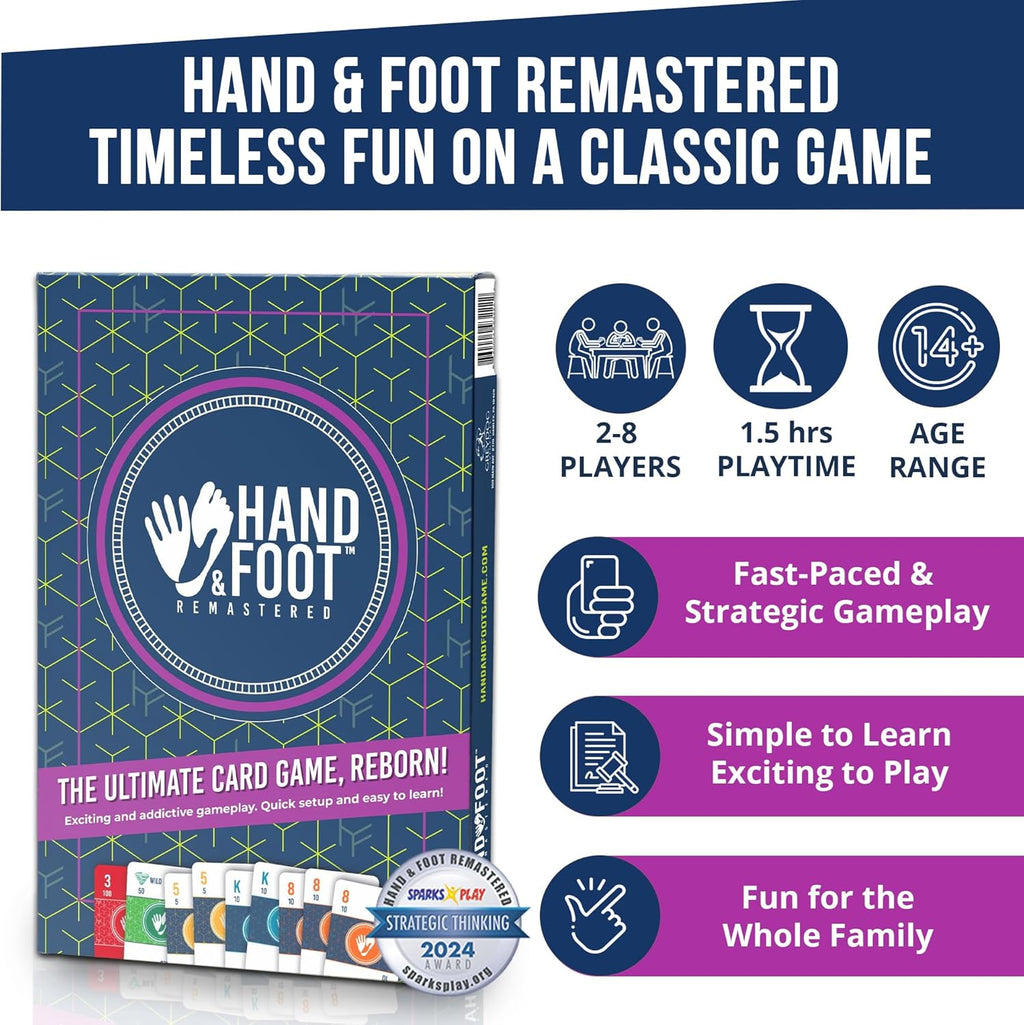 Hand & Foot Remastered 8 Player Edition – Card Game for Adults & Families