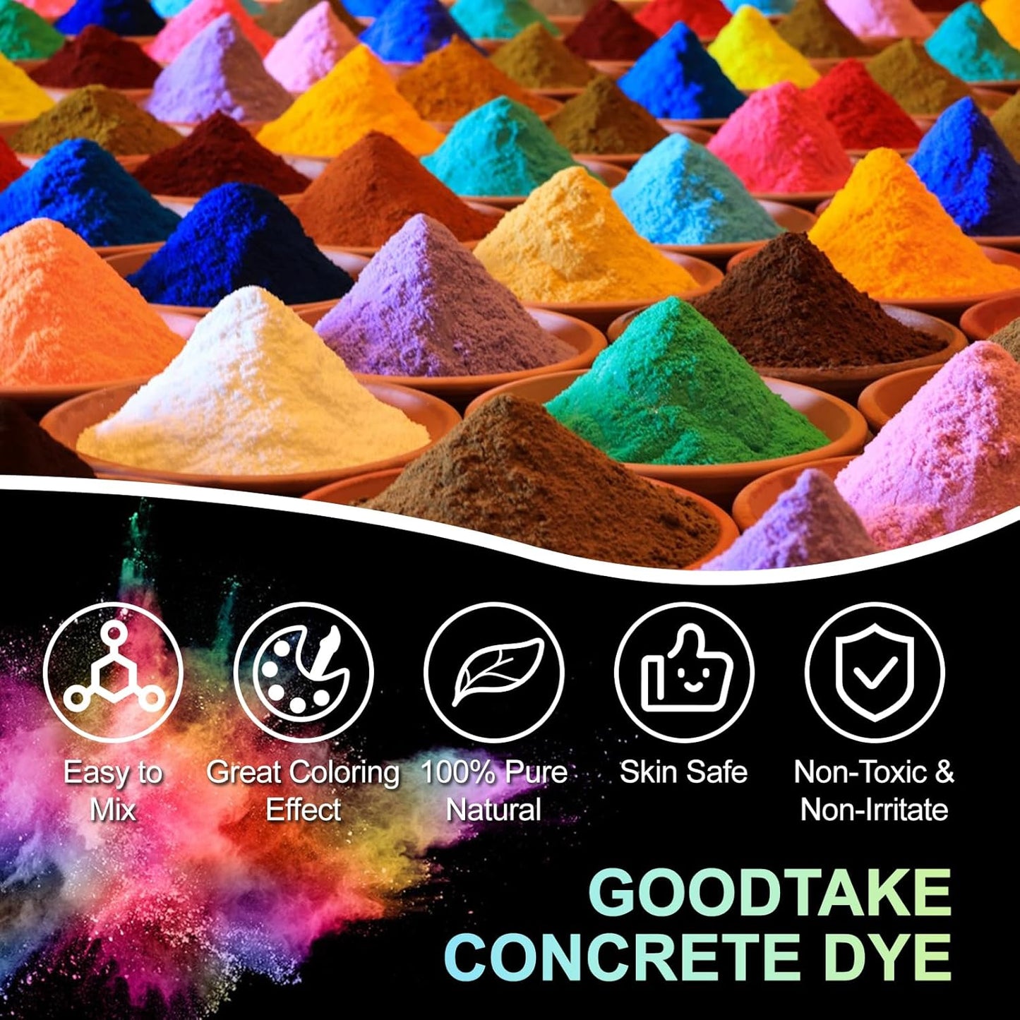 GOODTAKE Concrete Pigment, Brown Iron Oxide Pigment Powder, Concrete Cement Dye Color Pigment for Pastel Tile Paint Concrete Cement Mortar Grout (Brown, 4 oz)