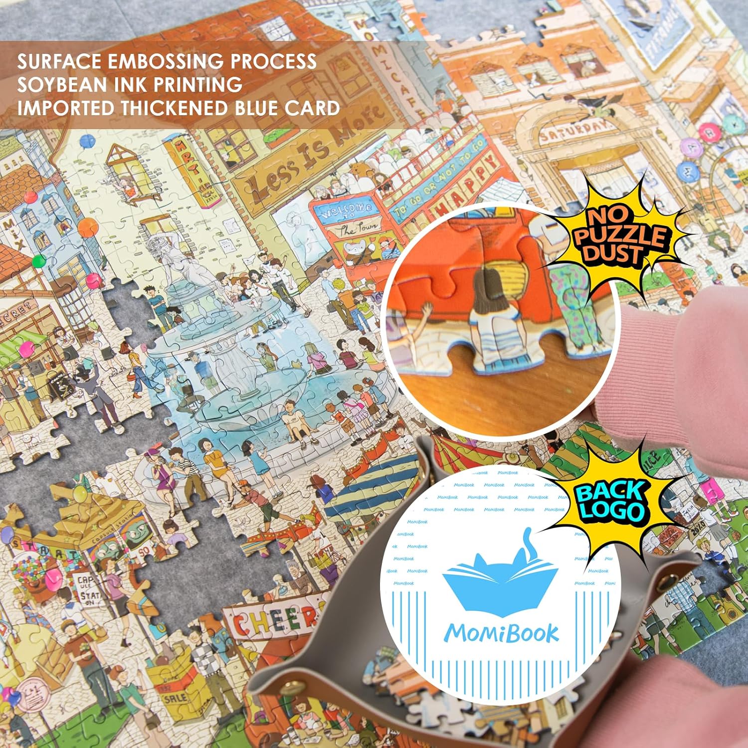 MOMIBOOK Puzzles for Adults 1000 Pieces Jigsaw Puzzles of Weekends in a Small Town, Painting Image Difficult Challenging Hard Impossible Puzzle Unique Funny Party Christmas Birthday Gifts