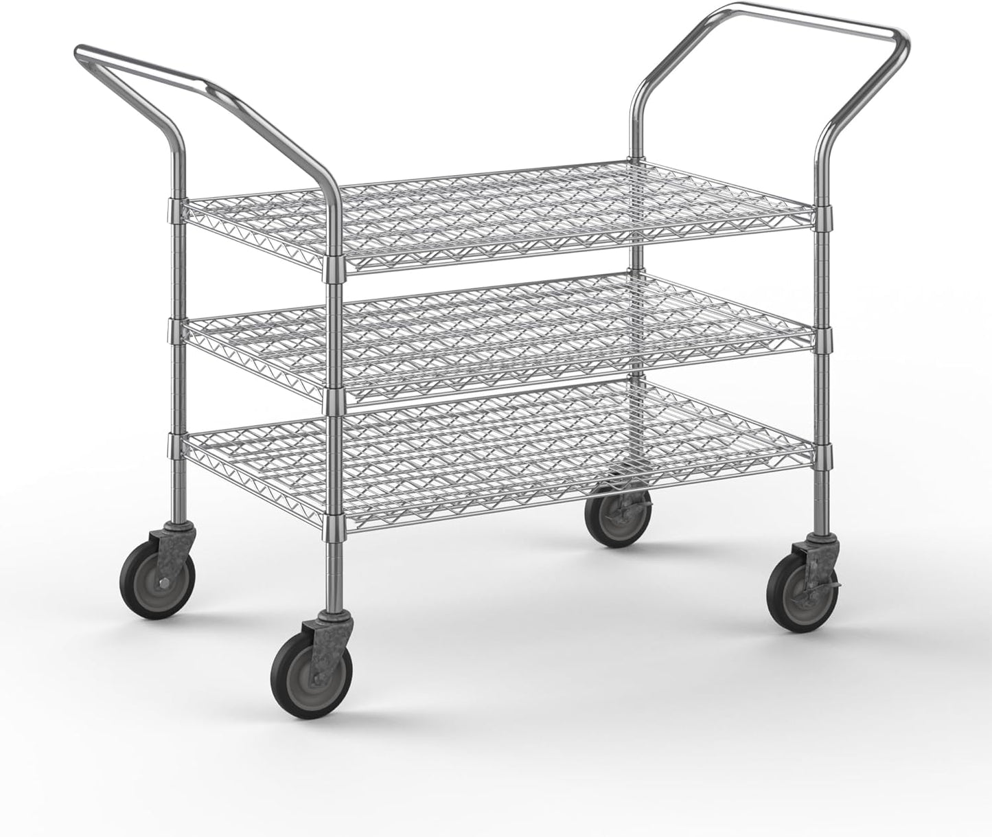 24" W x 36" L x 36" H Chrome Heavy Duty Utility Cart | 3-Tier | NSF Commercial Storage Rack Mobile Unit | Storage and Mobility Solution for Your Business