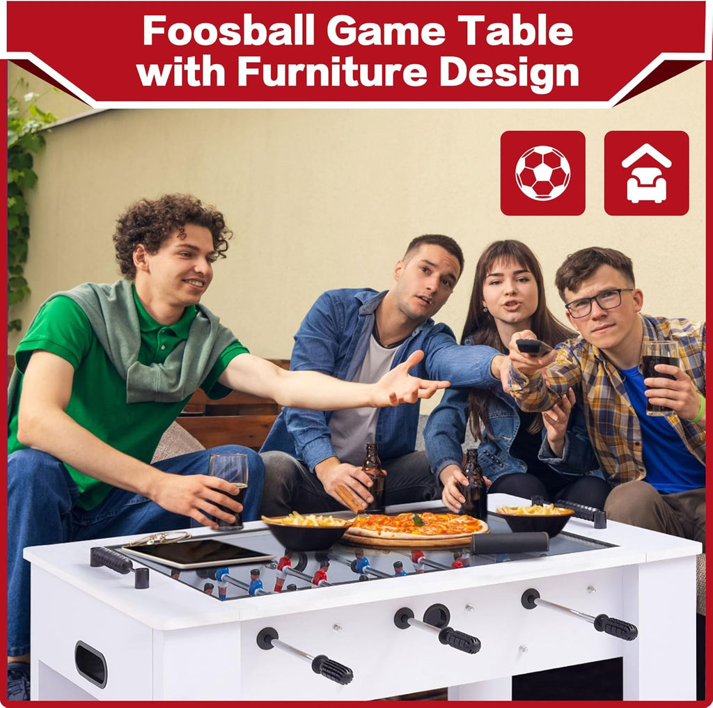Foosball Coffee Table, 42" Soccer Game Table with Tempered Glass, Modern Game Table with 2 Balls for Adults, Kids, Home, Indoor Family Living Room
