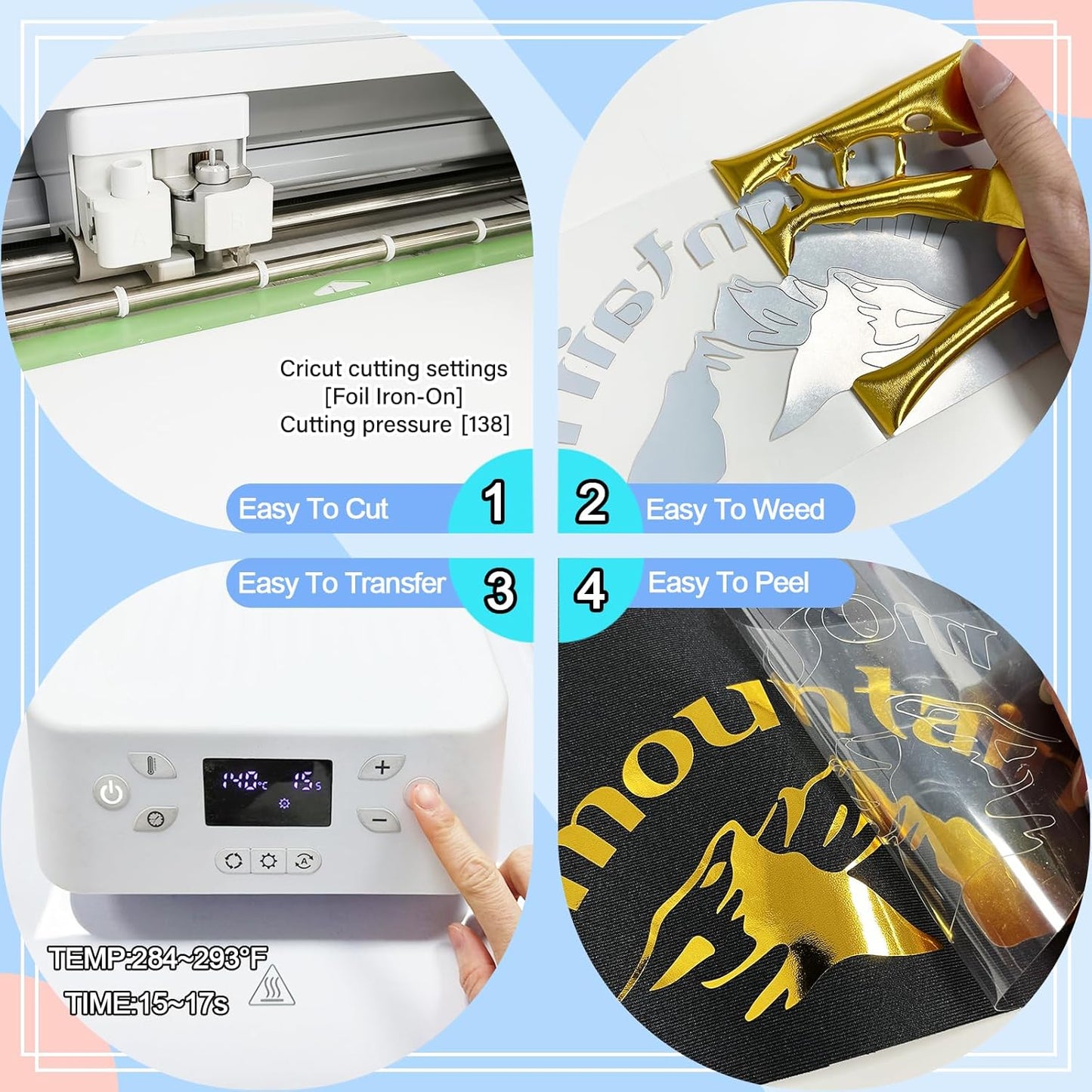 ROFISUESheet MetallicFoil HeatTransferVinyl 12Inch*6Ft BundleChrome HTV VibrantColors for Stunning T-Shirt DesignsPerfect forDIY (Royal Blue, 12Inch*6Ft)