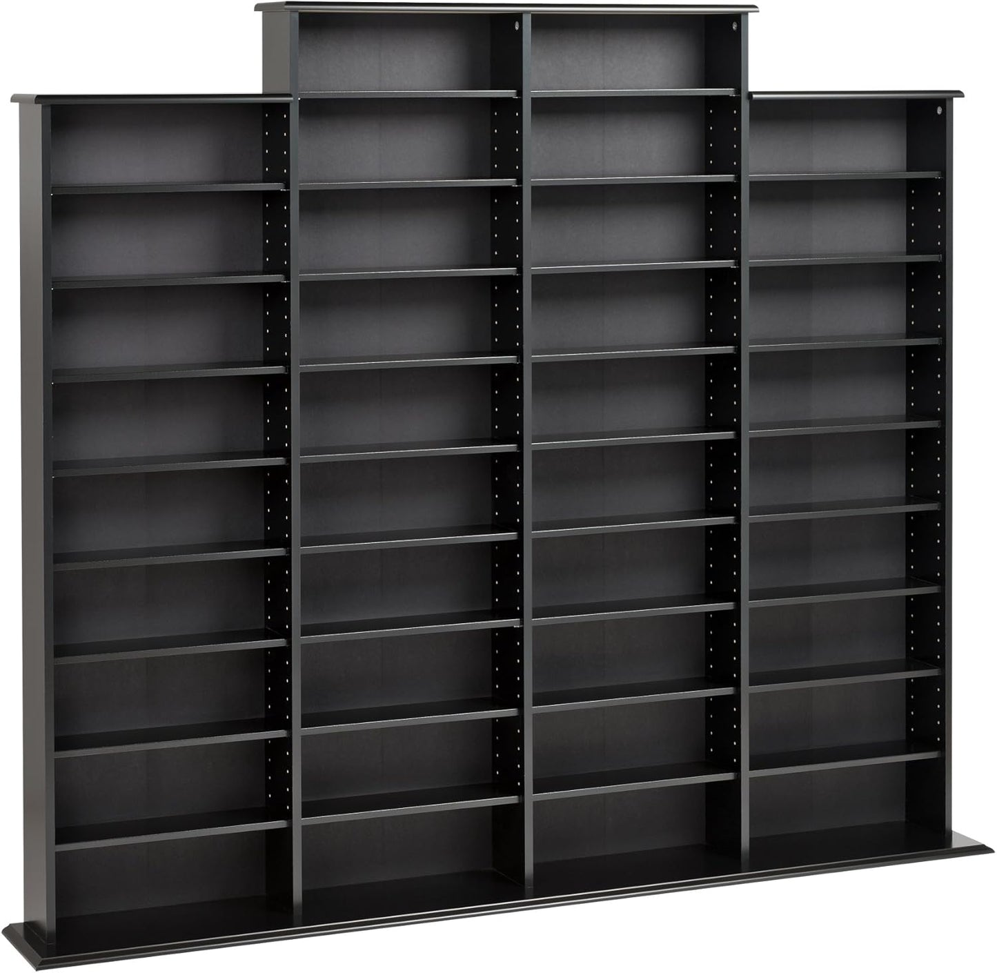 Prepac 4 Column Tall Cabinet Media Storage, 73.5" Wide, Black