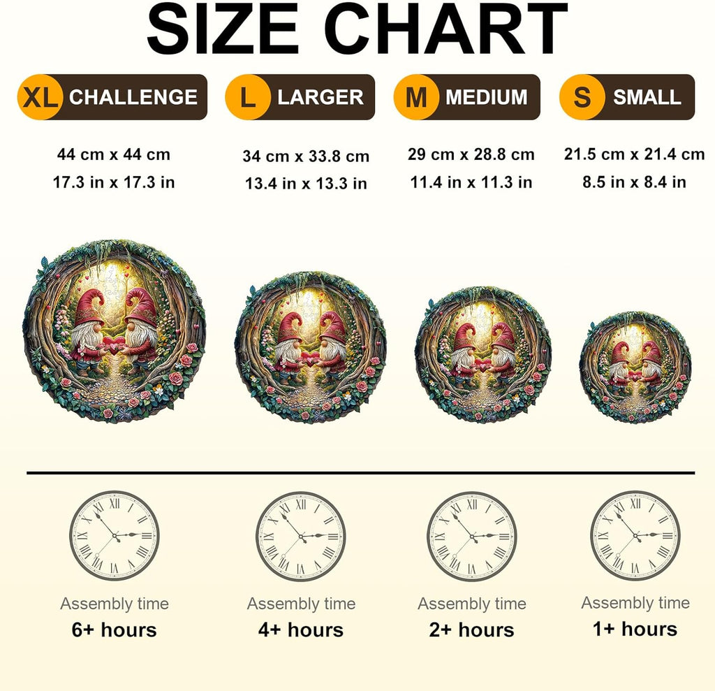 KAAYEE Wooden Puzzles for Adults, 3D Visual Effect Gnome Couple Wooden Jigsaw Puzzle Unique Shape Wood Puzzle Adult, 3D Effect Flat Puzzle Birthday Family Games (L-13.4 * 13.3in-300pcs)