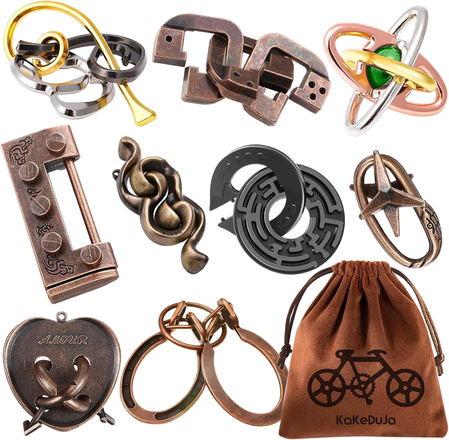 9pcs Metal Puzzle for Adult Disentanglement Puzzles Lock Puzzle Games Set Gift for Adults Teenagers